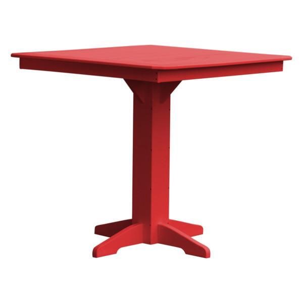 A &amp; L Furniture Recycled Plastic Square Bar Table Bar Table 44&quot; / Bright Red / No