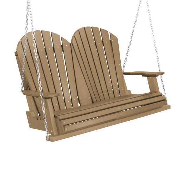 Little Cottage Co. Heritage Adirondack 4ft. Plastic Garden Swing Porch Swings Weathered Wood / No
