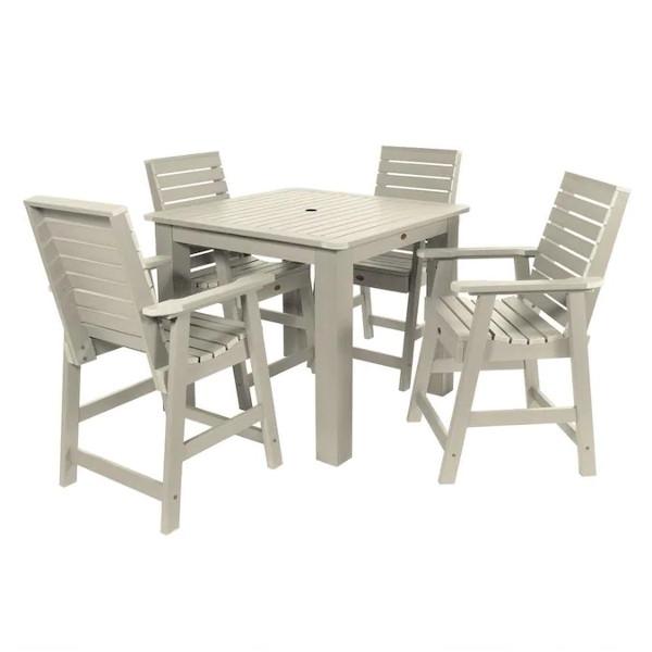 Weatherly 5pc Square Counter Height Outdoor Dining Set Dining Set Whitewash
