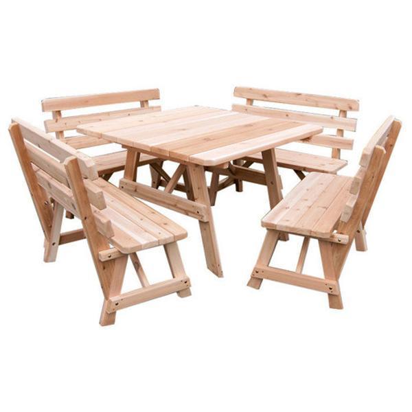 Outdoor Dining Table with Benches