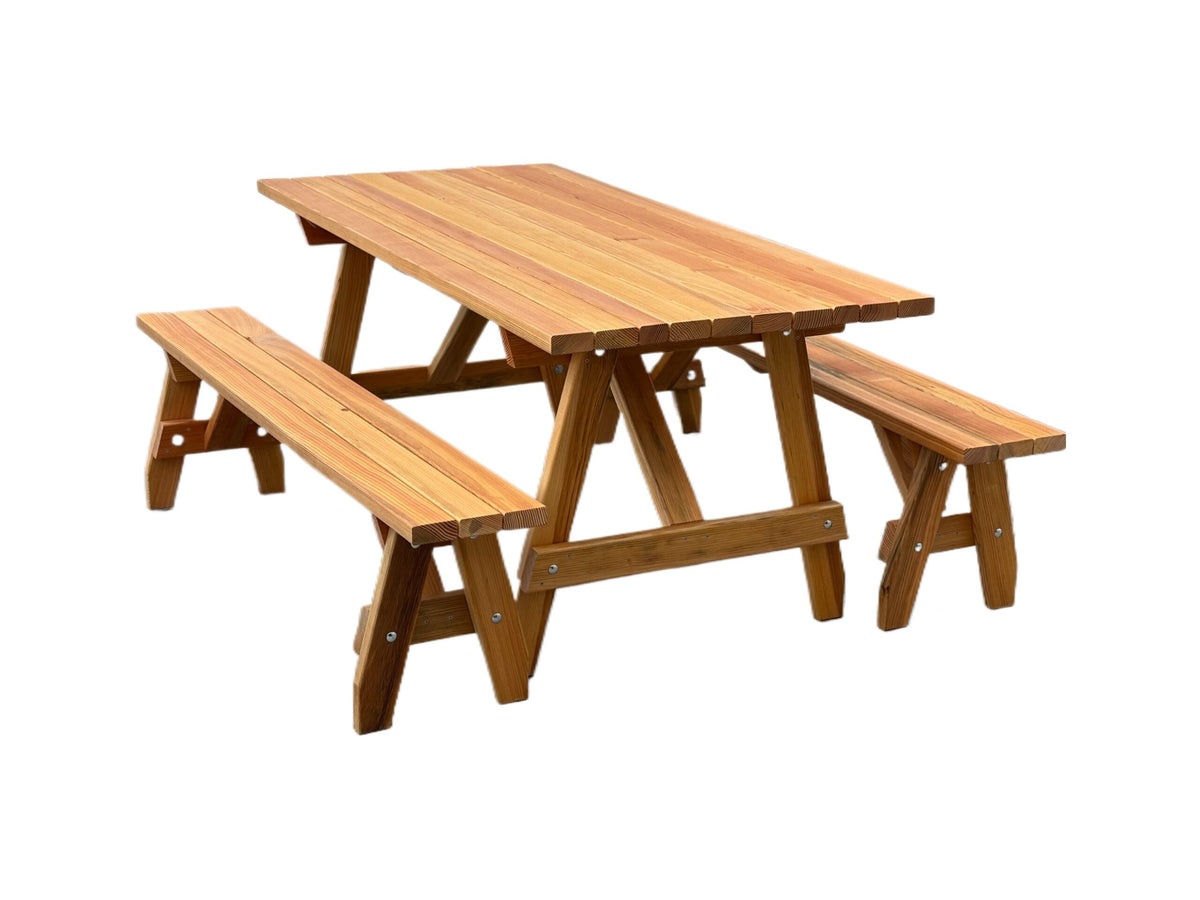 6&#39; Picnic Table &amp; Benches – Durable Outdoor Seating by Wood Country