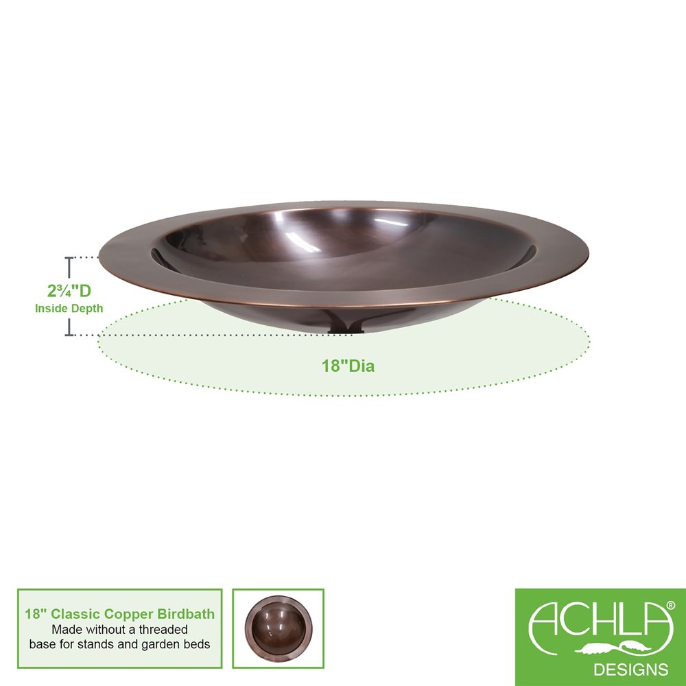 18&quot; Classic Copper Birdbath Bowl by Achla Designs