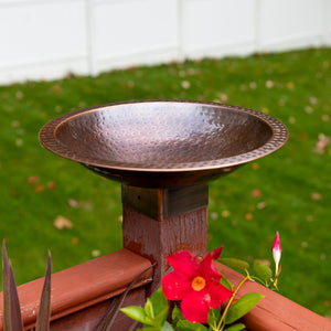 Hammered Copper Birdbath for 4x4 Post by Achla Designs