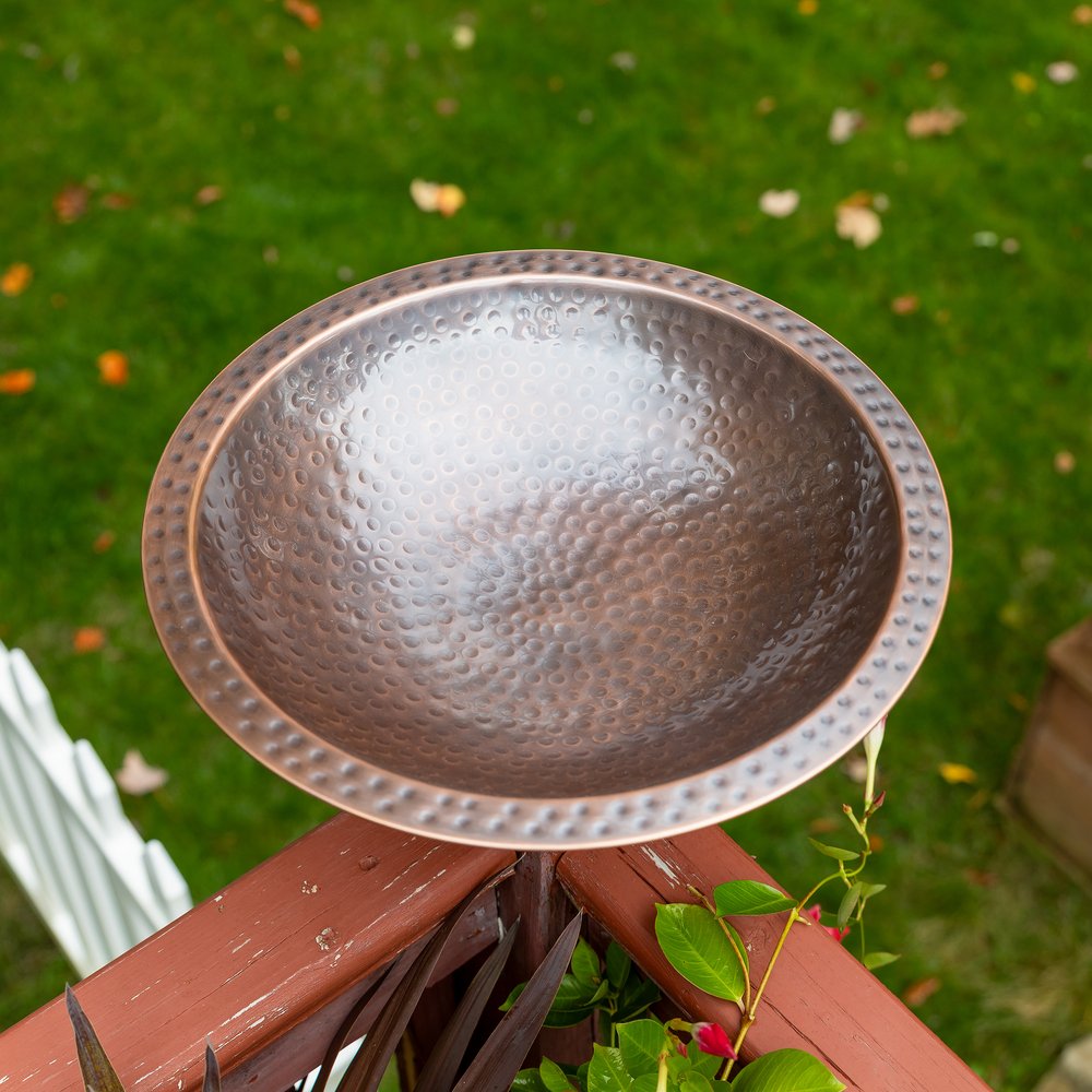 Hammered Copper Birdbath for 4x4 Post by Achla Designs