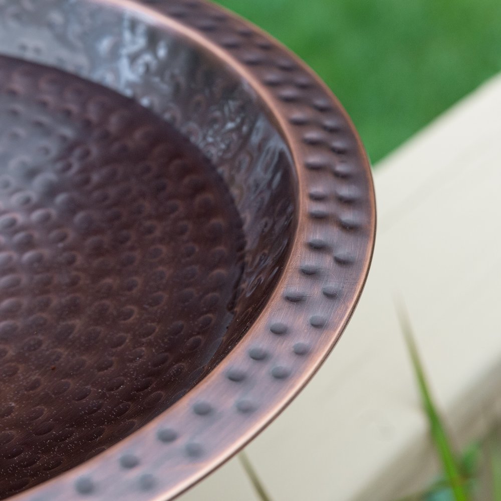 Hammered Copper Birdbath for 4x4 Post by Achla Designs