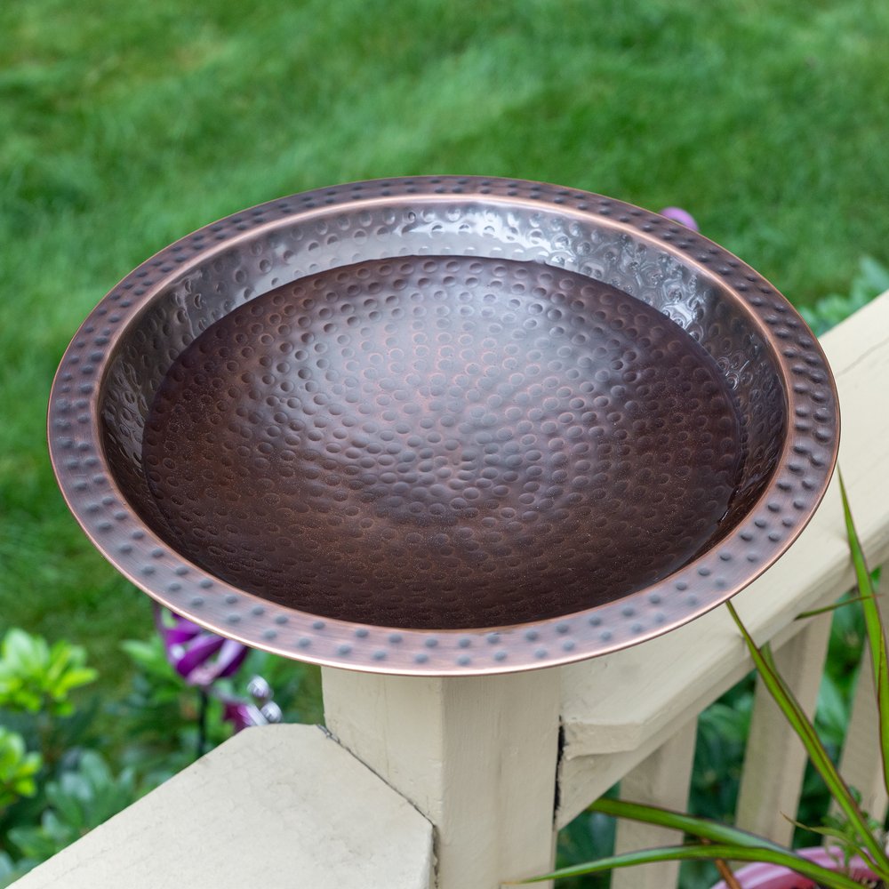 Hammered Copper Birdbath for 4x4 Post by Achla Designs