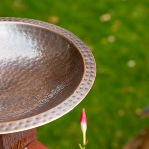 Hammered Copper Birdbath for 4x4 Post by Achla Designs