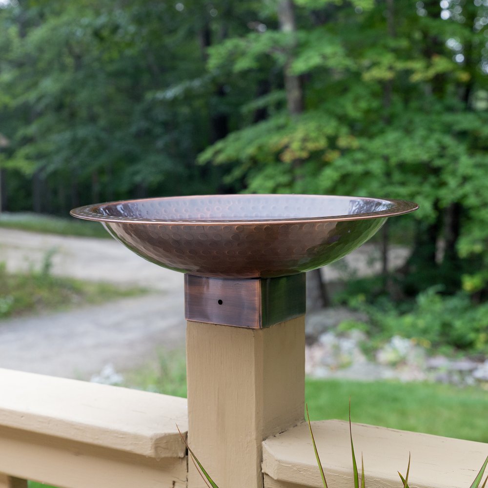 Hammered Copper Birdbath for 4x4 Post by Achla Designs