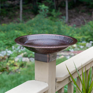 Hammered Copper Birdbath for 4x4 Post by Achla Designs