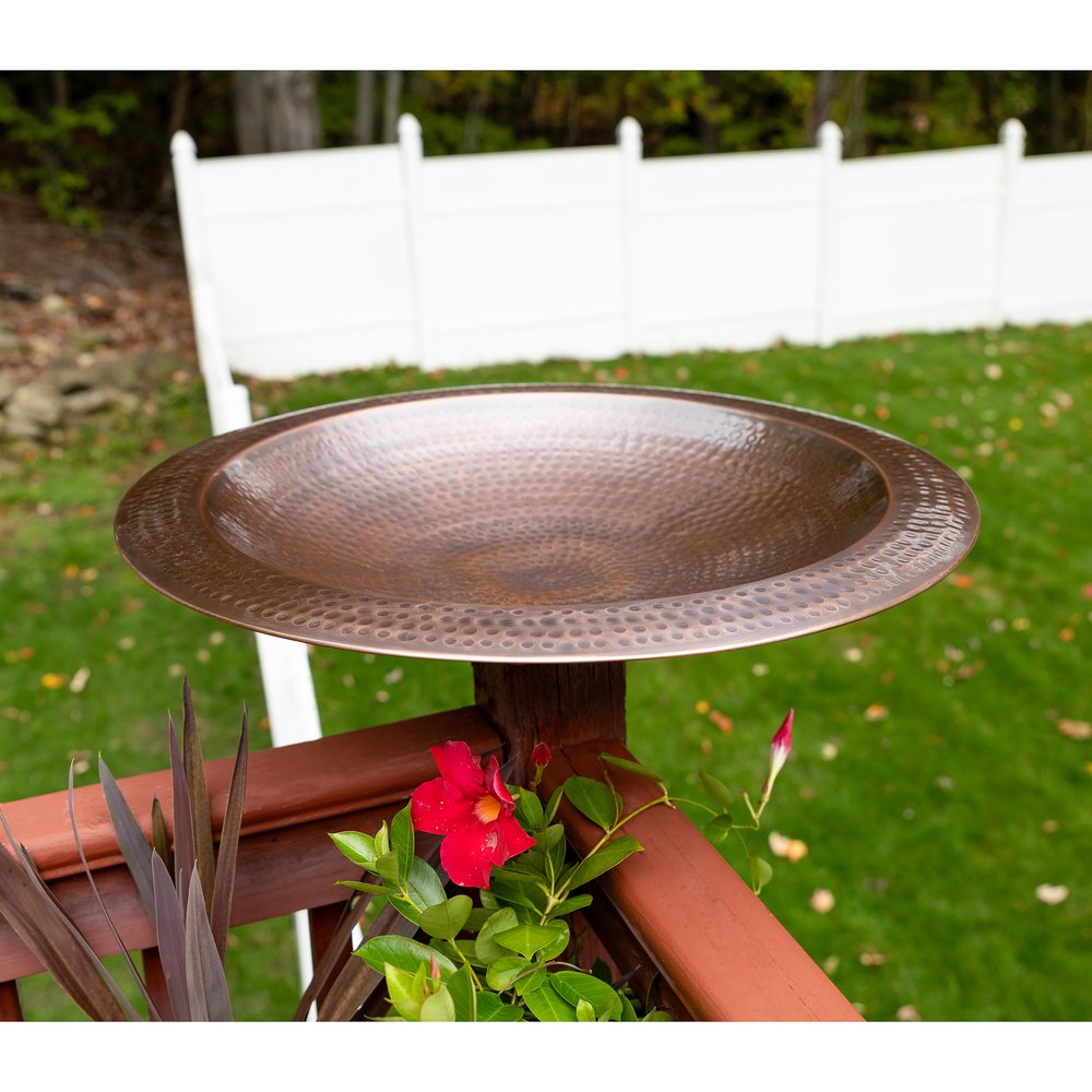 Hammered Copper Birdbath for 4x4 Post by Achla Designs