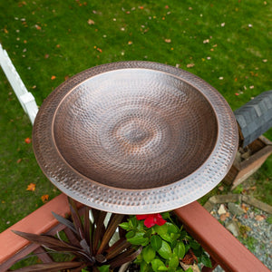 Hammered Copper Birdbath for 4x4 Post by Achla Designs