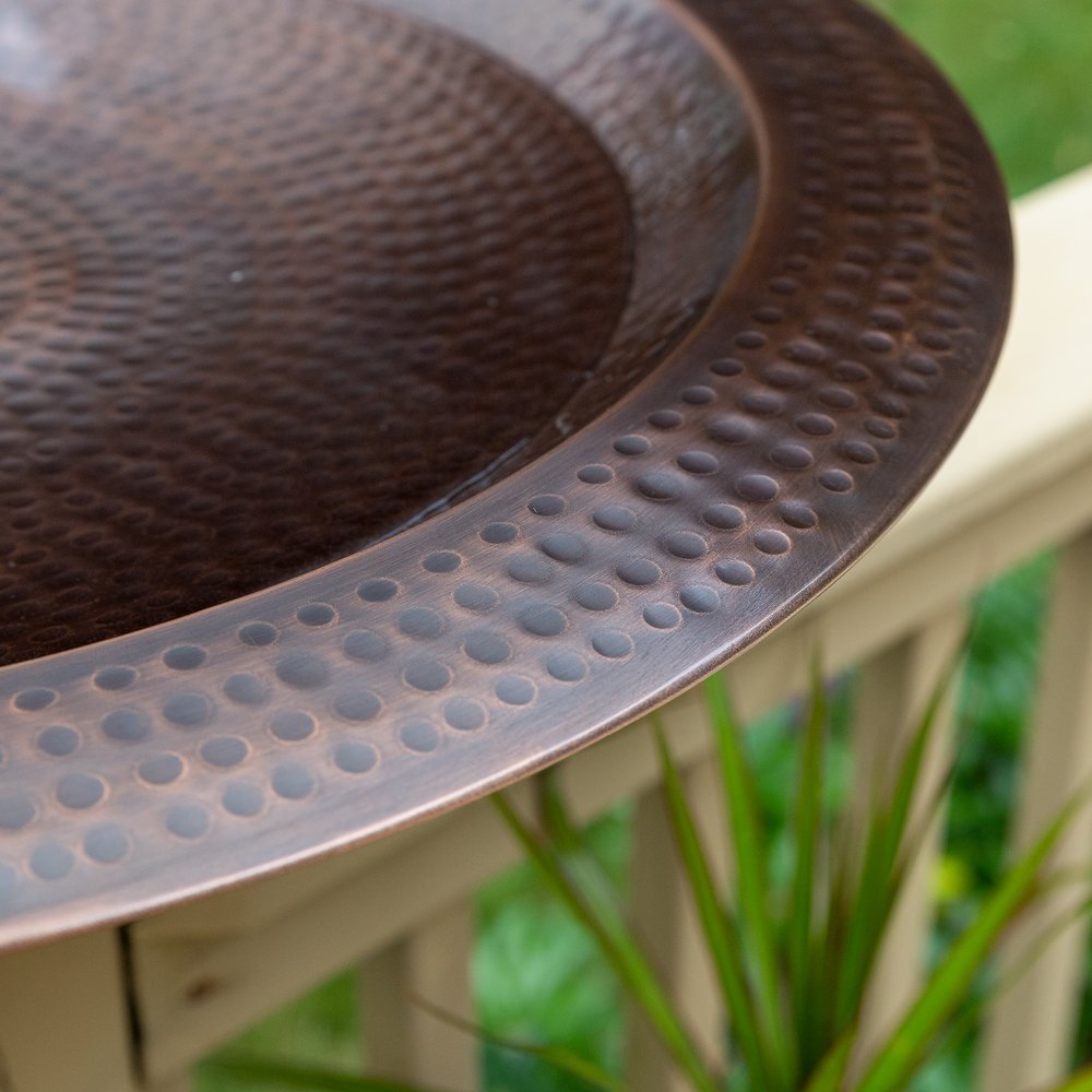 Hammered Copper Birdbath for 4x4 Post by Achla Designs