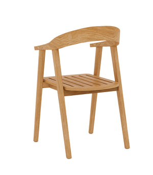 Lechair Teak Outdoor Barrel Back Dining Armchair