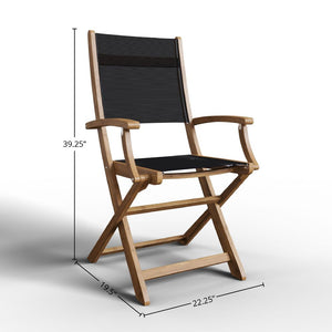 Lucas Teak Outdoor Dining Folding Armchair in Black