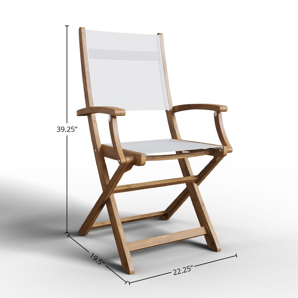 Lucas Teak Outdoor Dining Folding Armchair in White