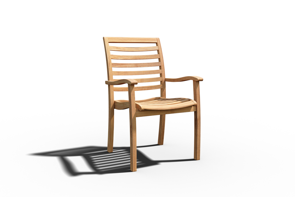 Mathieu Teak Outdoor Dining Stacking Armchair (Set of 4)