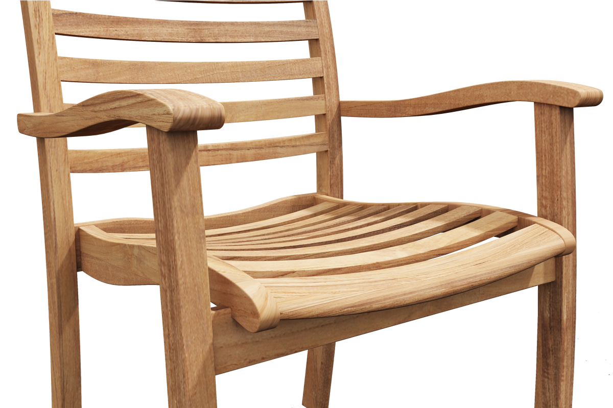 Mathieu Teak Outdoor Dining Stacking Armchair (Set of 4)