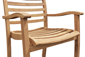 Mathieu Teak Outdoor Dining Stacking Armchair (Set of 4)