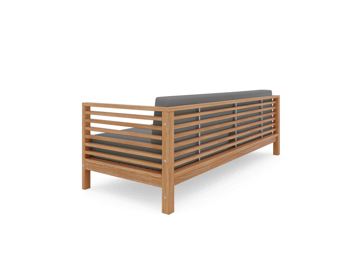 Sylvie 3-Person Teak Outdoor Sofa with Sunbrella Charcoal Cushions