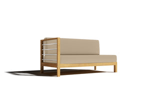 Leon Teak Outdoor Sectional Left Sofa with Sunbrella Fawn Cushion