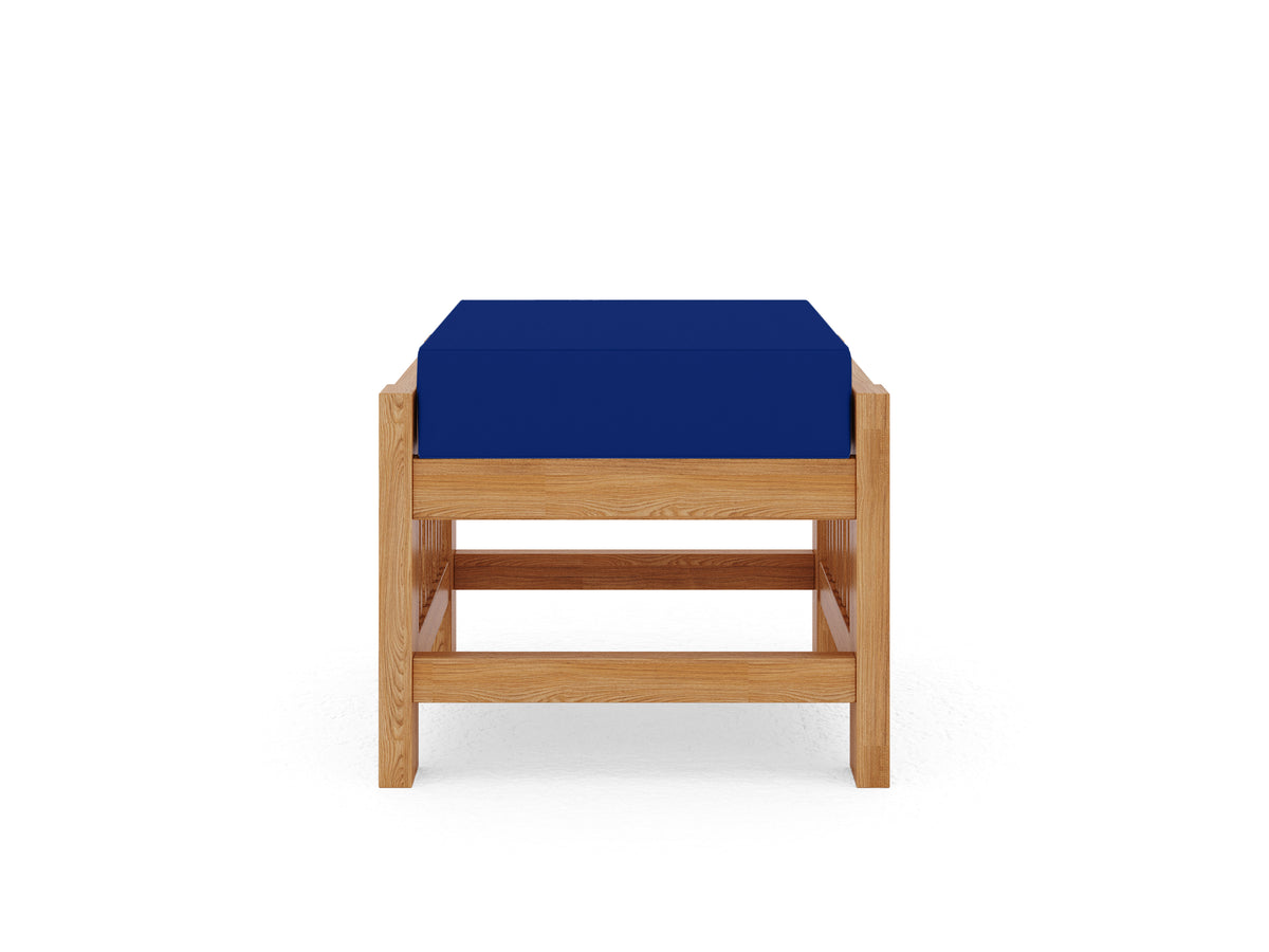 Sylvie Teak Outdoor Ottoman with Sunbrella True Blue Cushion