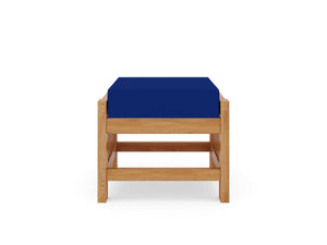 Sylvie Teak Outdoor Ottoman with Sunbrella True Blue Cushion