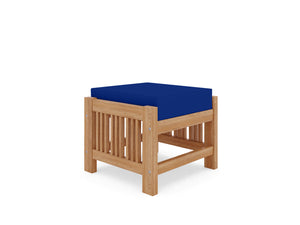 Sylvie Teak Outdoor Ottoman with Sunbrella True Blue Cushion