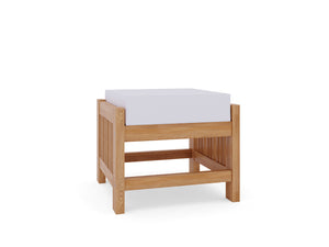 Sylvie Teak Outdoor Ottoman with Sunbrella White Cushion