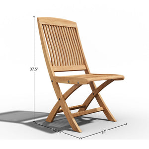 Abel 5-Piece Round Teak Outdoor Dining Set with Folding Chair