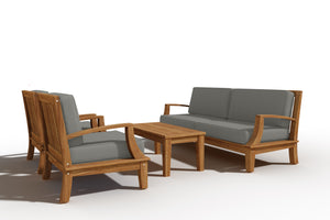 Eliane 4-Piece Teak Outdoor Patio Deep Seating Set with Sunbrella Charcoal Cushions