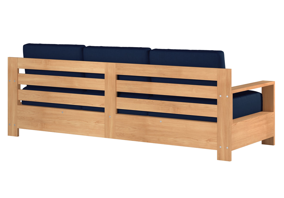 Lothair 4-Piece Teak Outdoor Patio Deep Seating Set with Sunbrella Navy Cushions