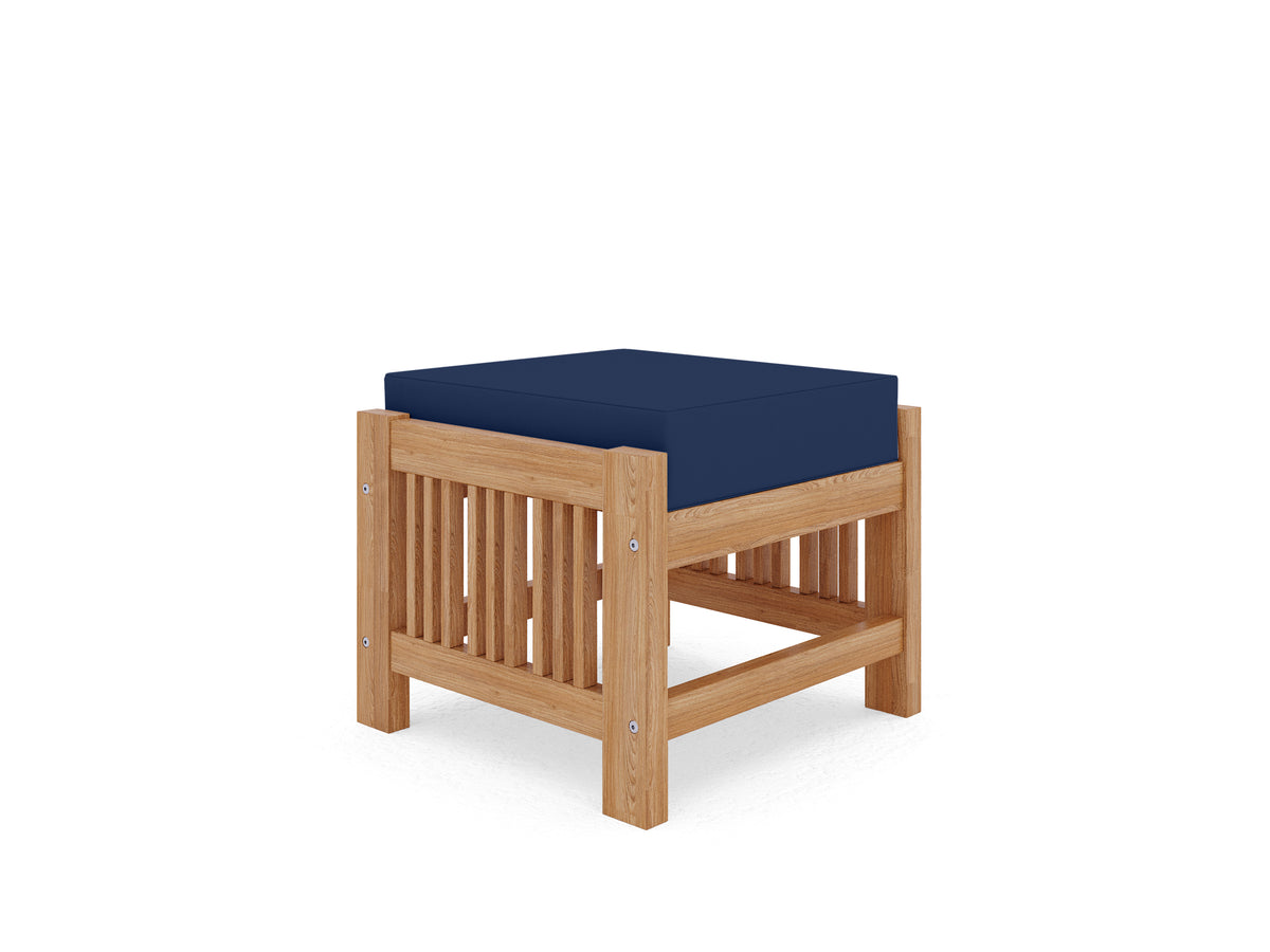 Sylvie 5-Piece Teak Outdoor Patio Deep Seating Set with Subrella Navy Cushions