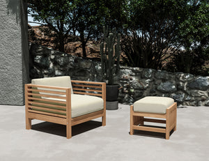 Sylvie 2-piece Teak Outdoor Lounge Set with Sunbrella Canvas Cushions