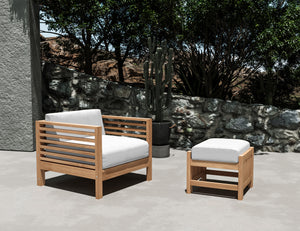 Sylvie 2-piece Teak Outdoor Lounge Set with Sunbrella White Cushions