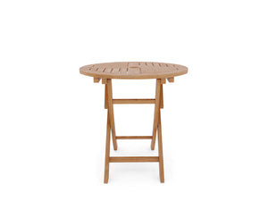 Lydie Round Teak Outdoor Folding Bistro Table with Umbrella Hole