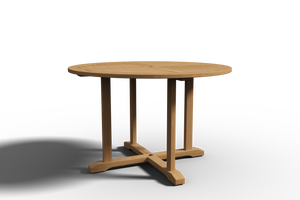 Abel 47.25-inch Round Teak Outdoor Dining Table with Umbrella Hole