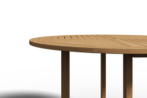 Abel 47.25-inch Round Teak Outdoor Dining Table with Umbrella Hole