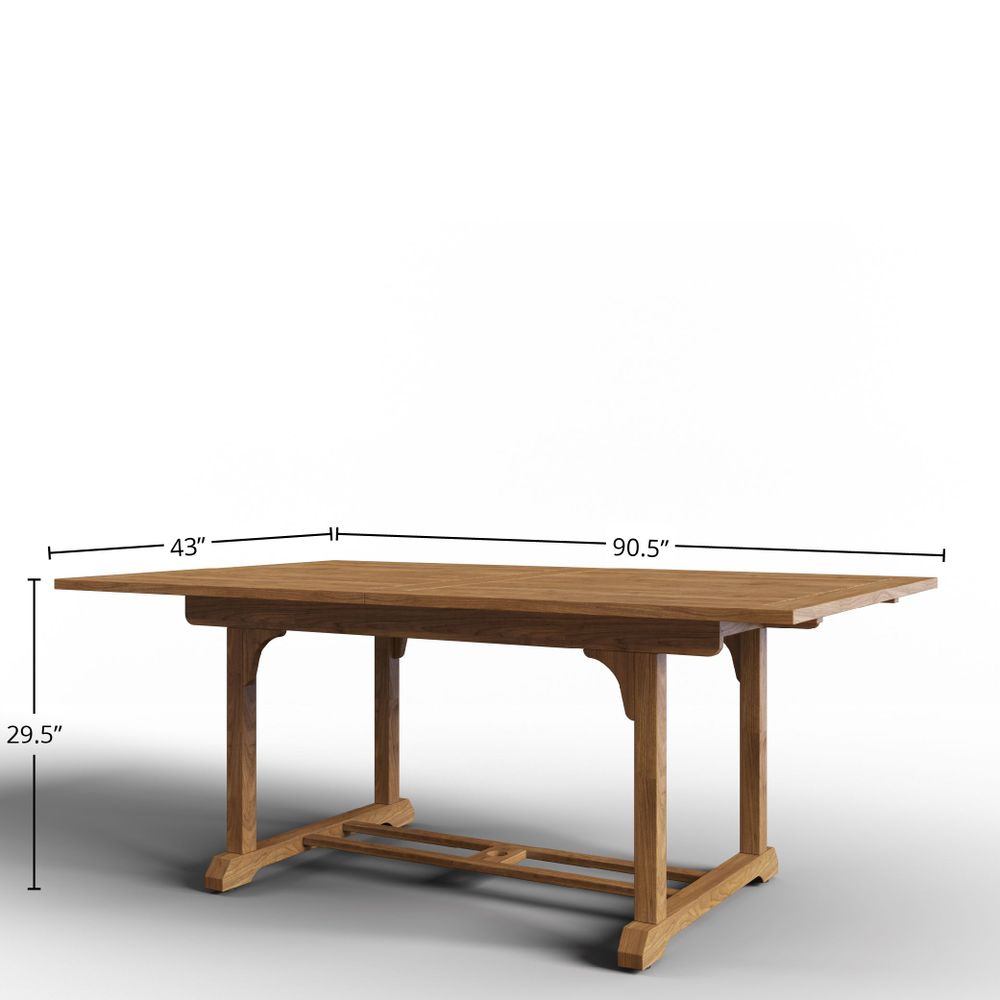 Belmont Rectangular Teak Outdoor Dining Table with Built-In Extension and Umbrella Hole