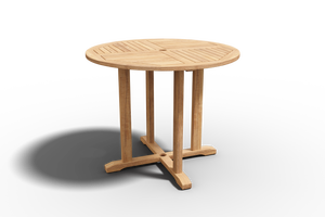 Abel 35.5-inch Round Teak Outdoor Dining Table with Umbrella Hole