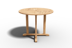 Abel 35.5-inch Round Teak Outdoor Dining Table with Umbrella Hole