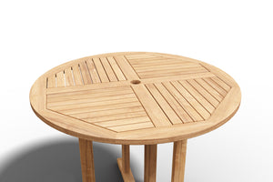 Abel 35.5-inch Round Teak Outdoor Dining Table with Umbrella Hole