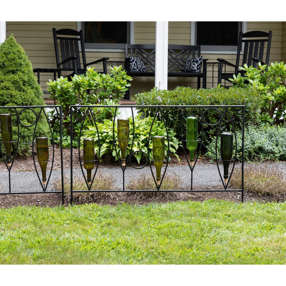 Vinifera Fence Sections – Pack of 2 - Elegant Wine Bottle Garden Border