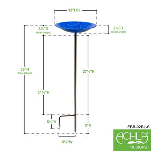 12" Lolly Embossed Birdbaths with Garden Stake