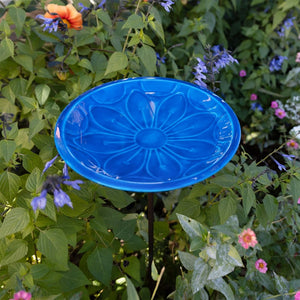 12" Lolly Embossed Birdbaths with Garden Stake