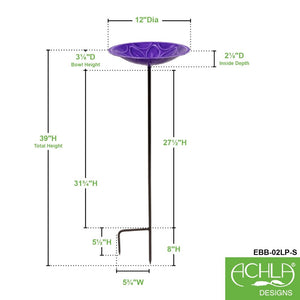 12" Lolly Embossed Birdbaths with Garden Stake