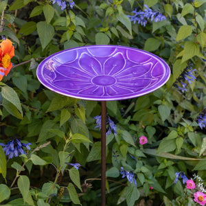 12" Lolly Embossed Birdbaths with Garden Stake