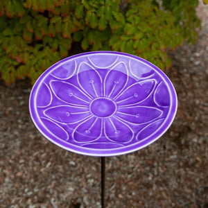 12" Lolly Embossed Birdbaths with Garden Stake