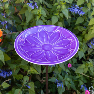 12" Lolly Embossed Birdbaths with Garden Stake