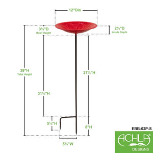12" Lolly Embossed Birdbaths with Garden Stake