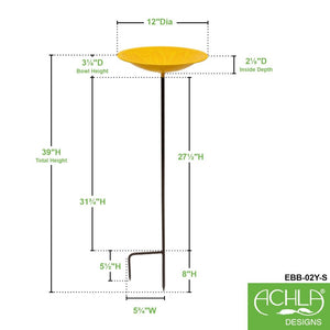 12" Lolly Embossed Birdbaths with Garden Stake